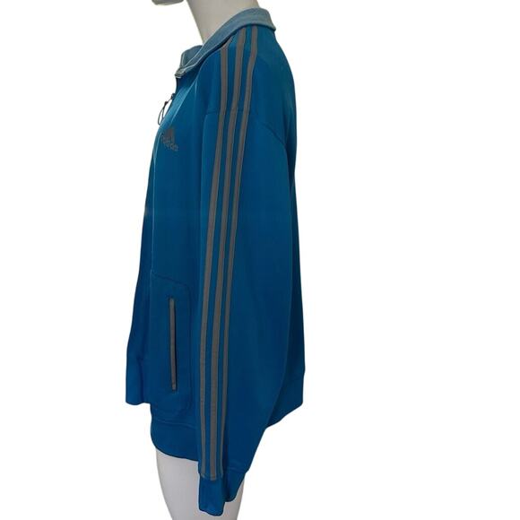 Adidas -Men’s Signature Blue w/Gray Stripes Full Zip Track Jacket- Size XXL - Picture 3 of 7